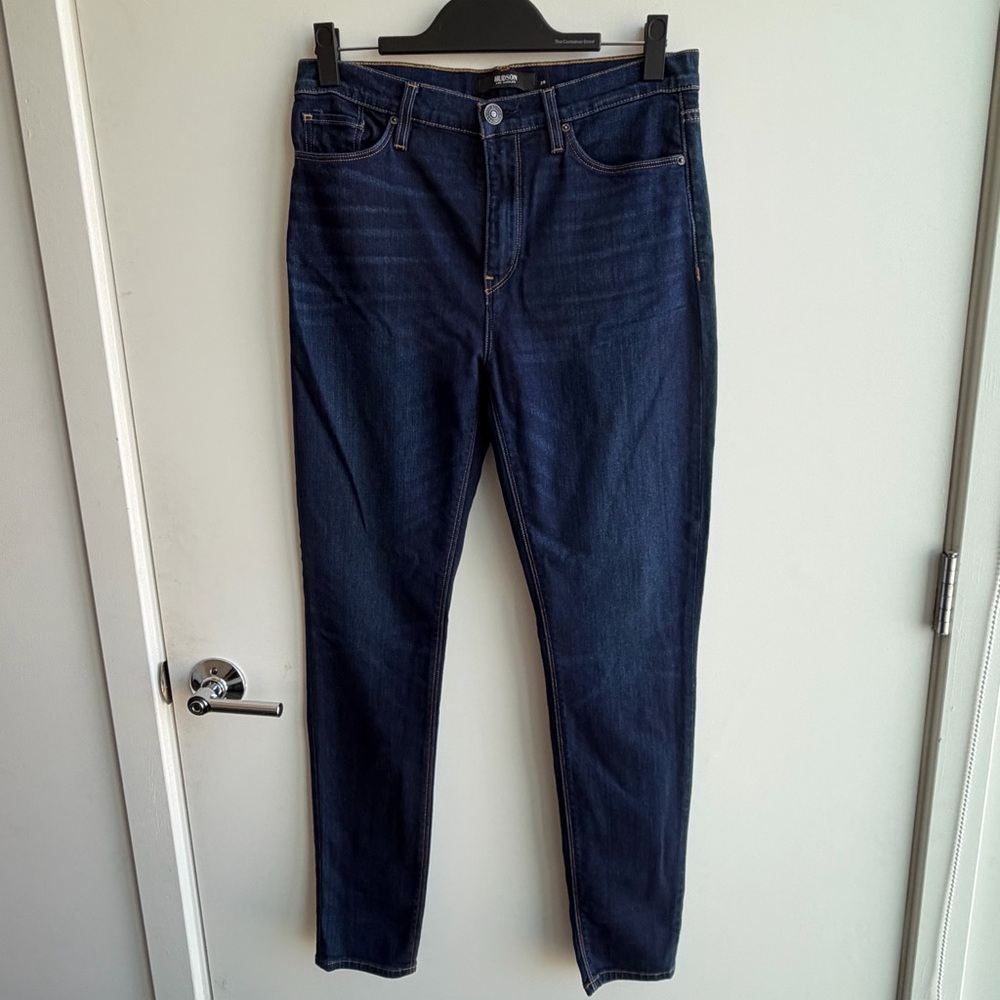 Hudson Jeans Women's Barbara High-Rise Super Skinny Jeans Size 28 Dark Wash